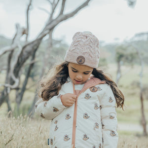 Pom Pom Beanie (Blush Speckle)
