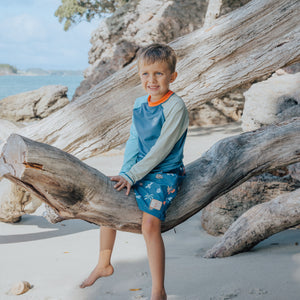 Long Sleeve Rash Vest (Ocean Colourblock)