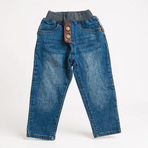 Leather Pocket Denim Jeans