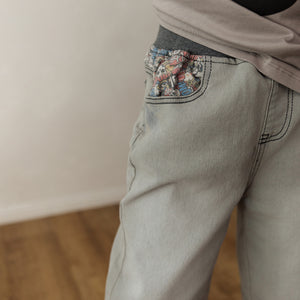 Cartoon Skulls Denim Shorts