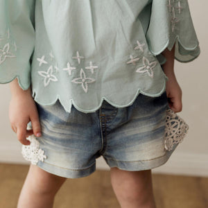 Lace Patch Denim Shorts