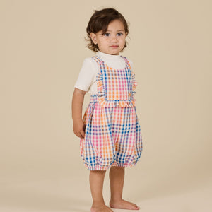 Rainbow Gingham Bubble Frill Romper