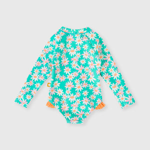 Daisy Patch Long Sleeve Frill Swimsuit