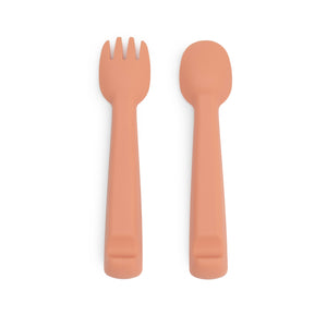 Feedie Fork & Spoon Set (Dark Peach)