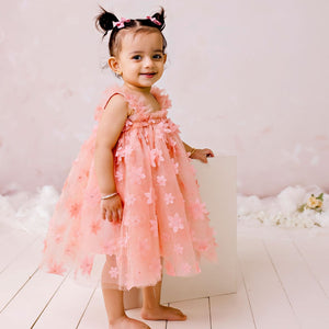 Floral Tulle Party Dress (Peach)