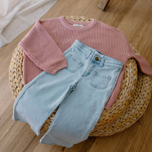 Chunky Cotton Knit Jumper (Rose Pink)