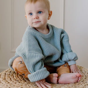 Chunky Cotton Knit Jumper (Cornflower)