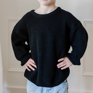 Chunky Cotton Knit Jumper (Black)