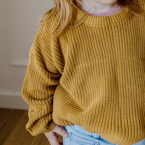 Chunky Cotton Knit Jumper (Mustard)