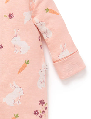 Hungry Bunny Textured Footless Onesie