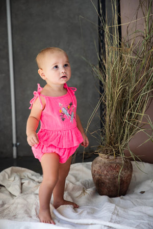 Polly Romper (Neon Blush)
