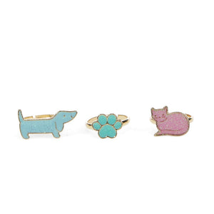 Dog Cat Glitter Ring - 3 Piece