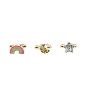 Star, Rainbow & Moon Glitter Rings