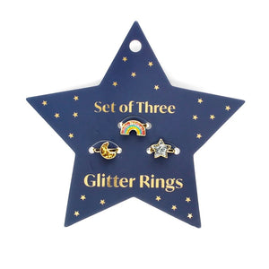 Star, Rainbow & Moon Glitter Rings