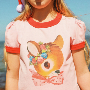 Oh Deer Billie Ringer SS Tee