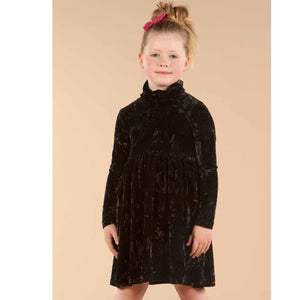 Black Crushed Velvet Dress