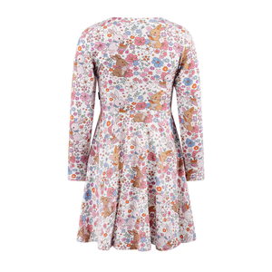Ditsy Bunny Long Sleeve Waisted Dress