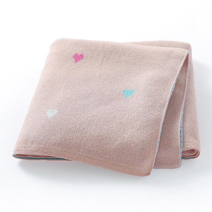 Multi Heart Knit Blanket (Pink)