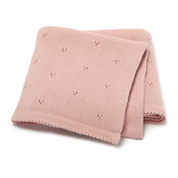 Heart Detail Knit Blanket (Pink)