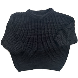 Chunky Cotton Knit Jumper (Black)