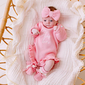 She`s Here Knit Romper - Blush