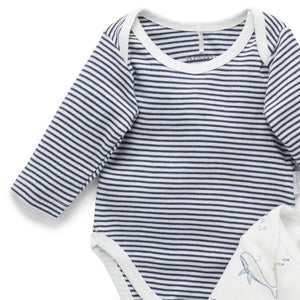 Vanilla Nautical Easy Neck Long Sleeve Bodysuit 2 Pack