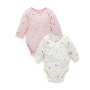 Pink Blossom Easy Neck Long Sleeve Bodysuit 2 Pack