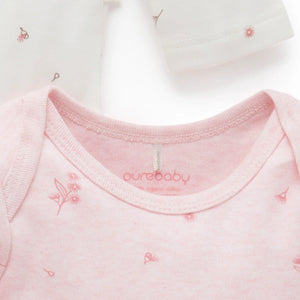 Pink Blossom Easy Neck Long Sleeve Bodysuit 2 Pack