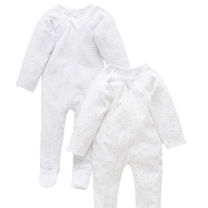 Grey Melange Zip Growsuit 2 Pack