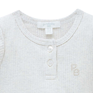 Wheat Rib Long Sleeve Henley Bodysuit