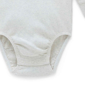 Wheat Rib Long Sleeve Henley Bodysuit
