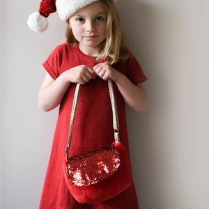 Sequin Velvet Bag - Red