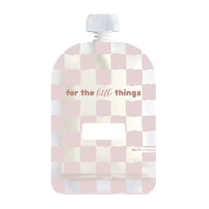 Reusable Food Pouch 150ml - Checkmate Blush (5 Pack)