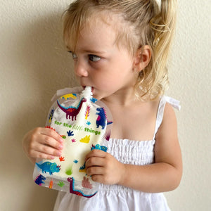 Reusable Food Pouch 150ml - Dinosaurs (10 Pack)