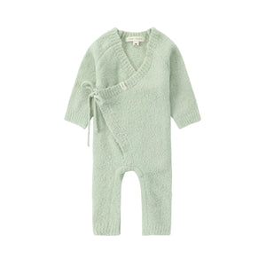 Boucle Baby Kimono Overall Suit (Sage)