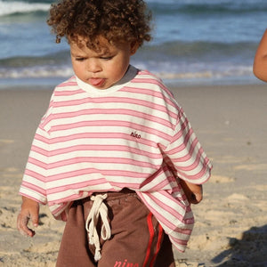 Basic Striped Cotton Tee - Blush