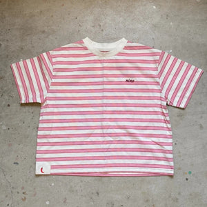 Basic Striped Cotton Tee - Blush