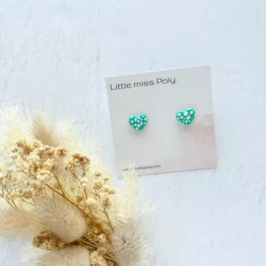Mini Neon Heart Studs (Aqua)