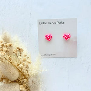 Mini Neon Heart Studs (Pink)