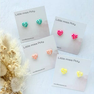 Mini Neon Heart Studs (Aqua)