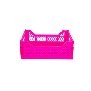 Midi Folding Crate (Neon Pink)