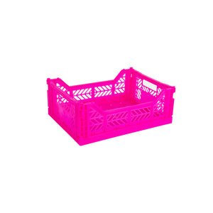 Midi Folding Crate (Neon Pink)