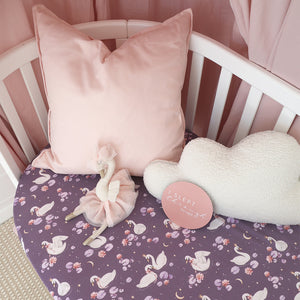 Midnight Swan Fitted Cot Sheet
