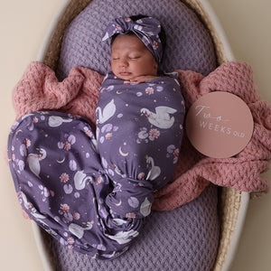 Midnight Swan Jersey Wrap & Topknot Set