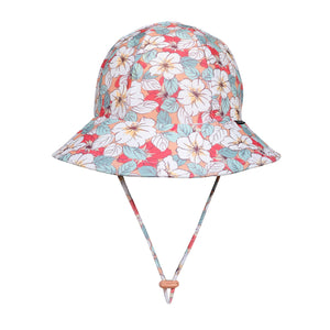 Ponytail Swim Bucket Beach Hat (Hibiscus)