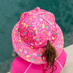 Ponytail Swim Bucket Hat (Summertime)