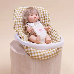 Dolls Car Seat Capsule (Mustard Gingham)