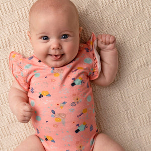 Floral SS Flutter Bodysuit (Pink)