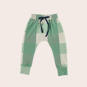 Green Plaid Slim Fit Harem Pants