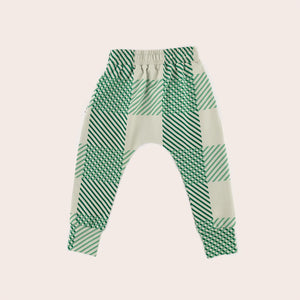 Green Plaid Slim Fit Harem Pants